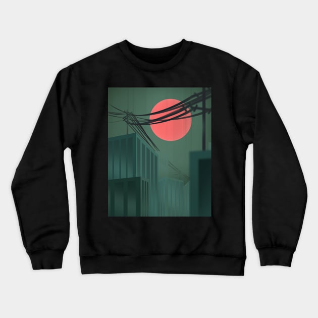 Сity with red sun Crewneck Sweatshirt by KamyShek89